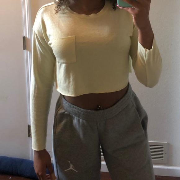 Forever 21 Tops - Yellow Long Sleeve Crop Top